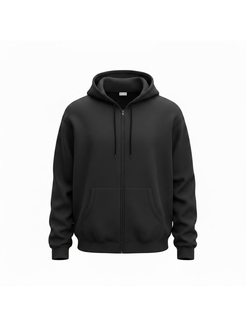 Black Full-Zip Hoodie Sweatshirt with Hood